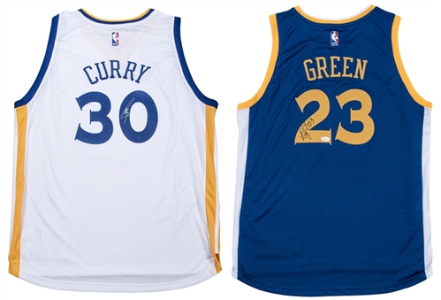 Lot of (2) Stephen Curry & Draymond Green Signed Golden State Warriors Swingman Jerseys (Steiner & JSA)